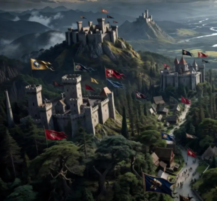 A map-like view of the fractured kingdoms and city-states of the Last Realm