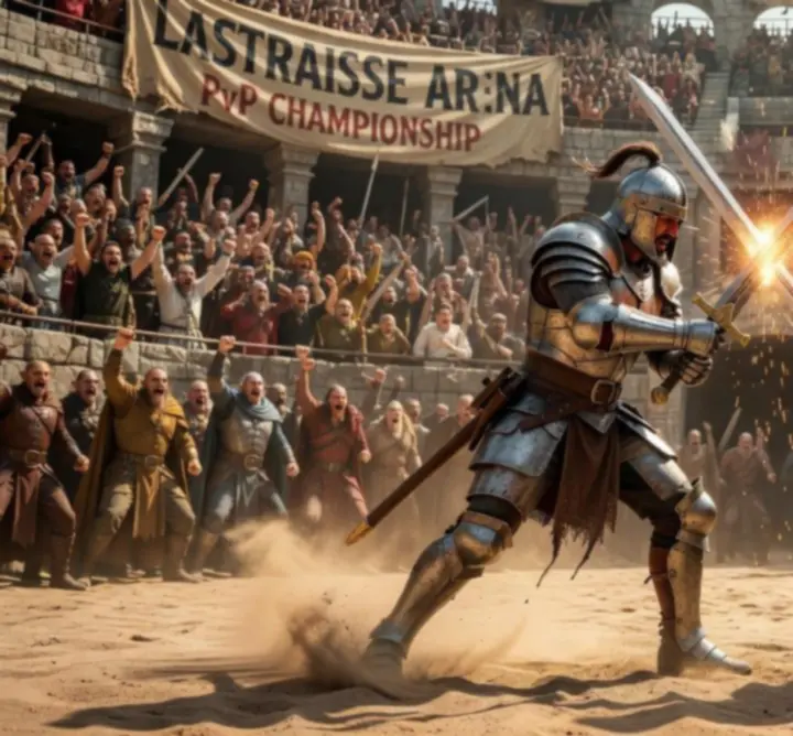 Duelers facing each other in the Lastraisse PvP arena